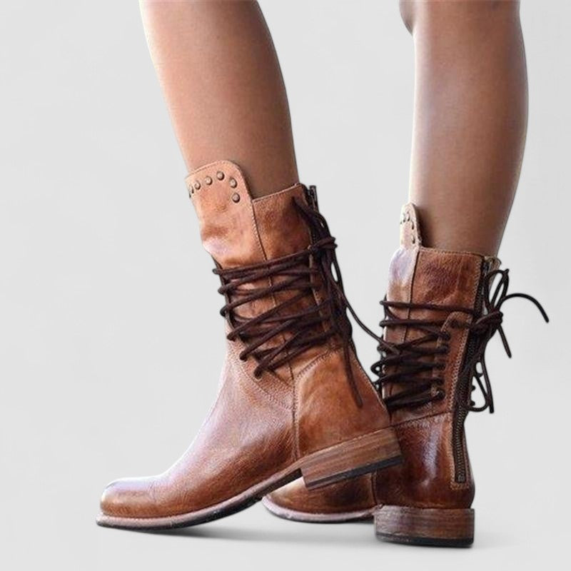 Rachel | Wiązane Botki w Stylu Vintage