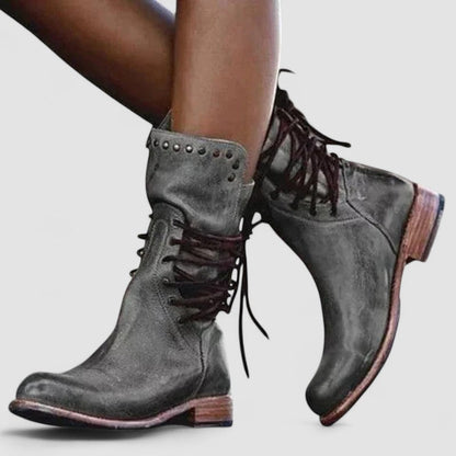 Rachel | Wiązane Botki w Stylu Vintage