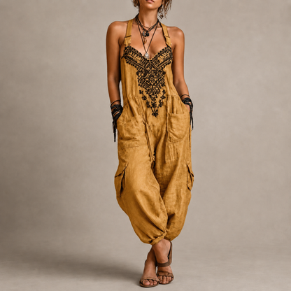 Agnieszka | Boho Kombinezon z Haftem