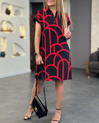 Sybilla – Elegancka sukienka midi z klapami i krótkim rękawem