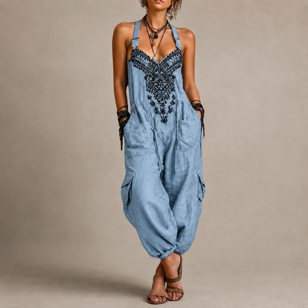 Agnieszka | Boho Kombinezon z Haftem