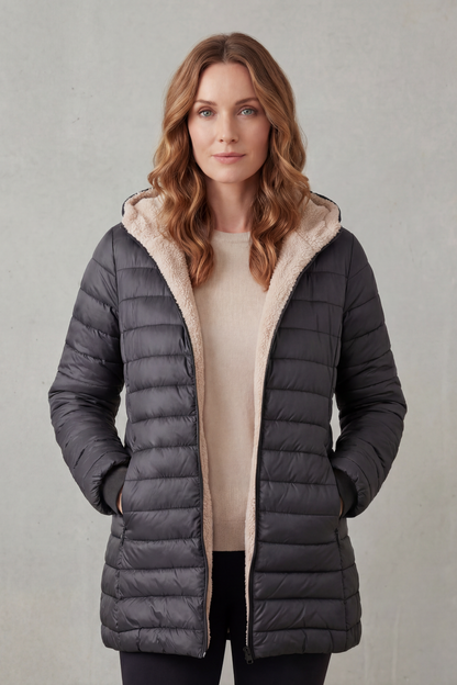 Ellavue – Komfort z podszewką sherpa – Pikowana kurtka z kapturem