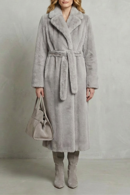 Marivonne – Sylwetka oversize – Długi płaszcz z futra ekologicznego