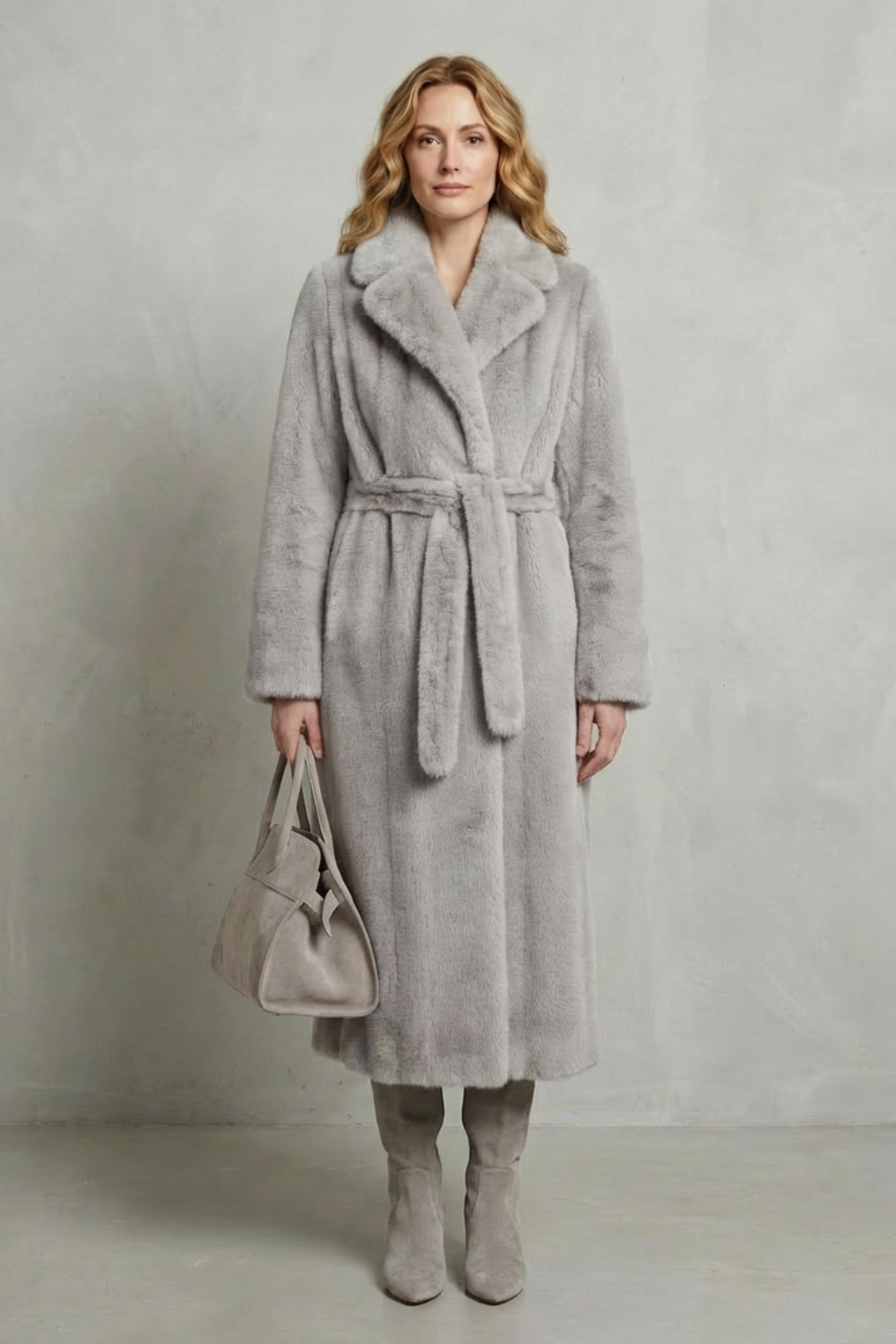 Marivonne – Sylwetka oversize – Długi płaszcz z futra ekologicznego