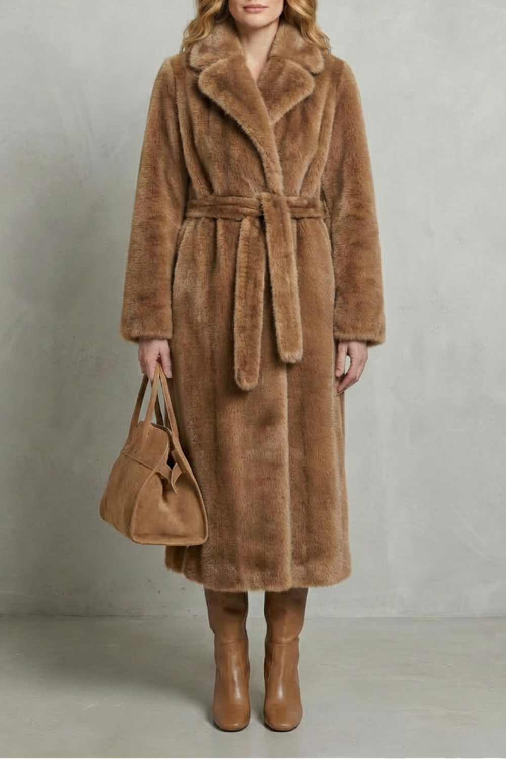 Marivonne – Sylwetka oversize – Długi płaszcz z futra ekologicznego