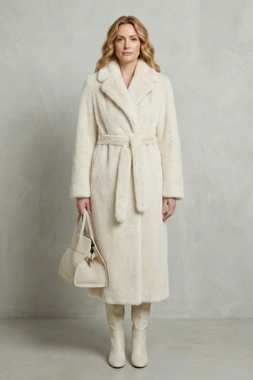 Marivonne – Sylwetka oversize – Długi płaszcz z futra ekologicznego