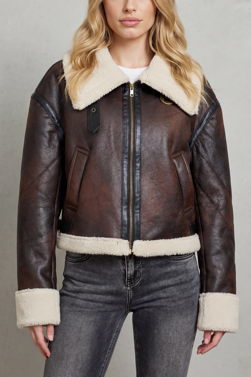 Mirevola – Wykończenie shearling – Krótka kurtka pilotka