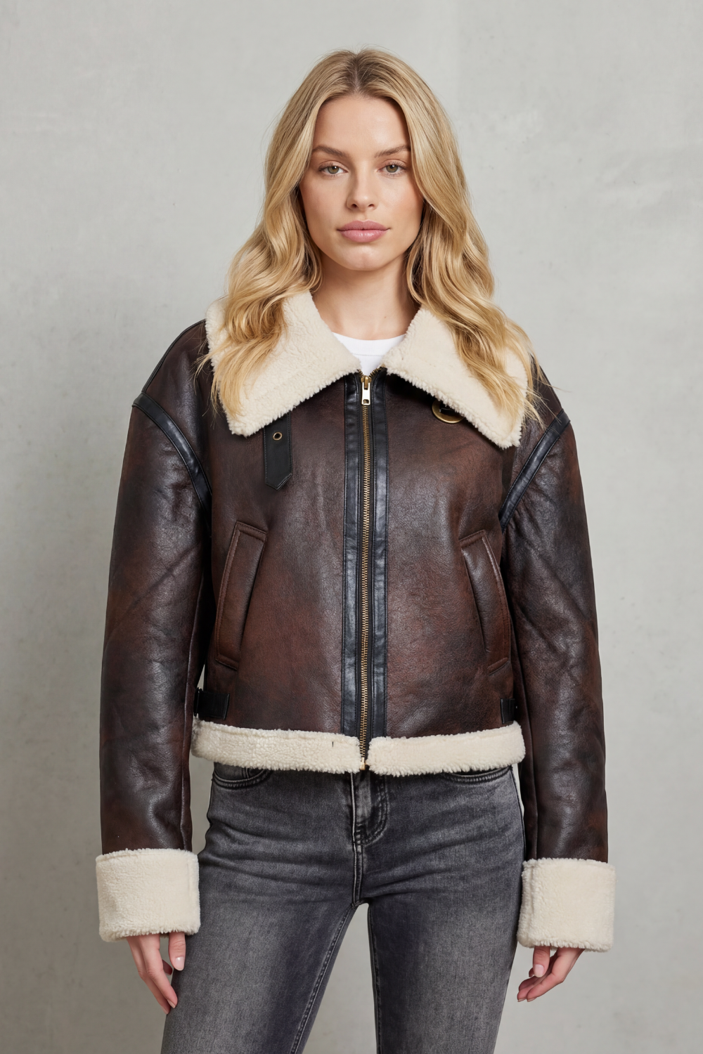 Mirevola – Wykończenie shearling – Krótka kurtka pilotka