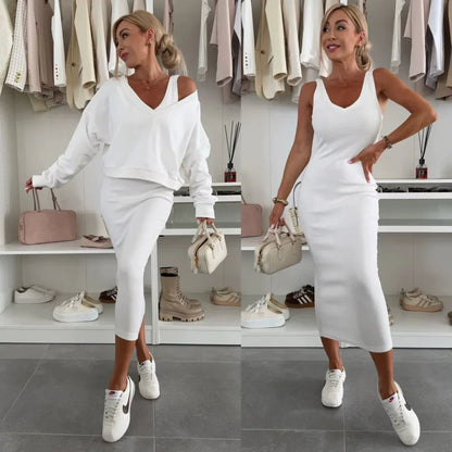 Senna | Zestaw z topem cold-shoulder i spódnicą midi