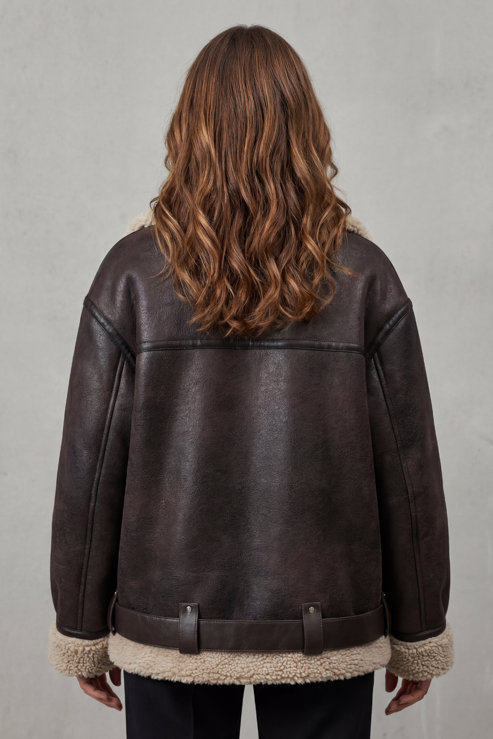 Rouxvelle – Wykończenie shearling z paskiem – Płaszcz pilotka