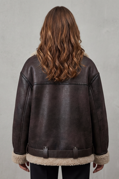 Rouxvelle – Wykończenie shearling z paskiem – Płaszcz pilotka