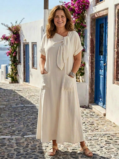 Krystyna | Sukienka Maxi z Okrągłym Dekoltem